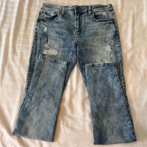 American Eagle Men’s Jean, Stacked Skinny, Light Acid Wash, Distressed,